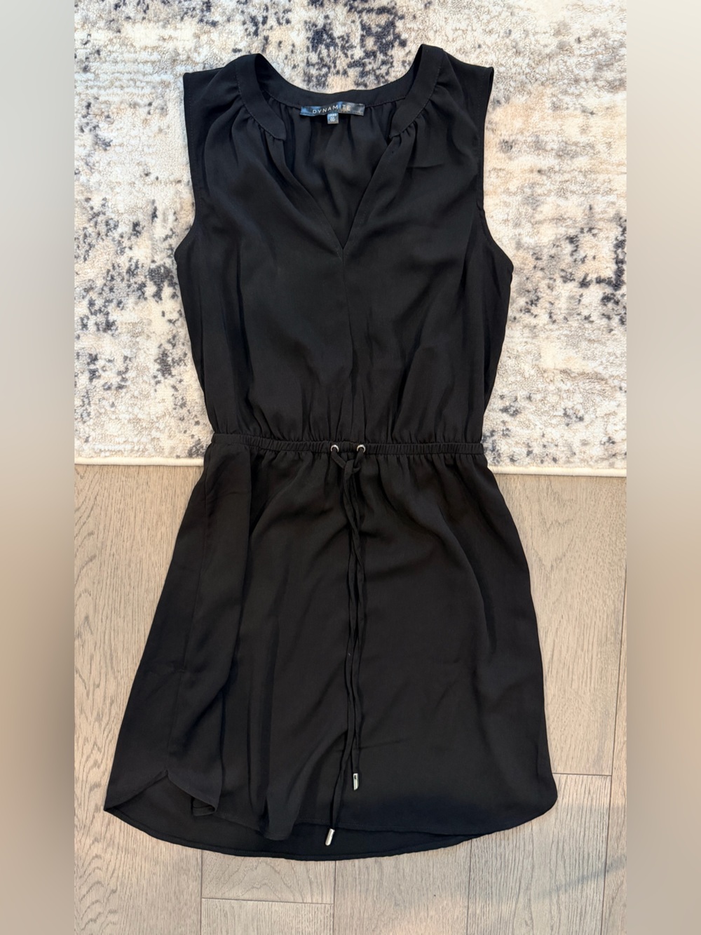 Dynamite Black Sleeveless Drawstring Waist Mini Dress